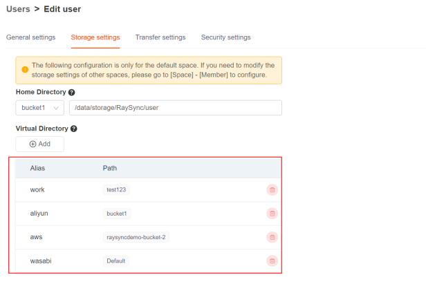 Raysync Client - Storage Setting